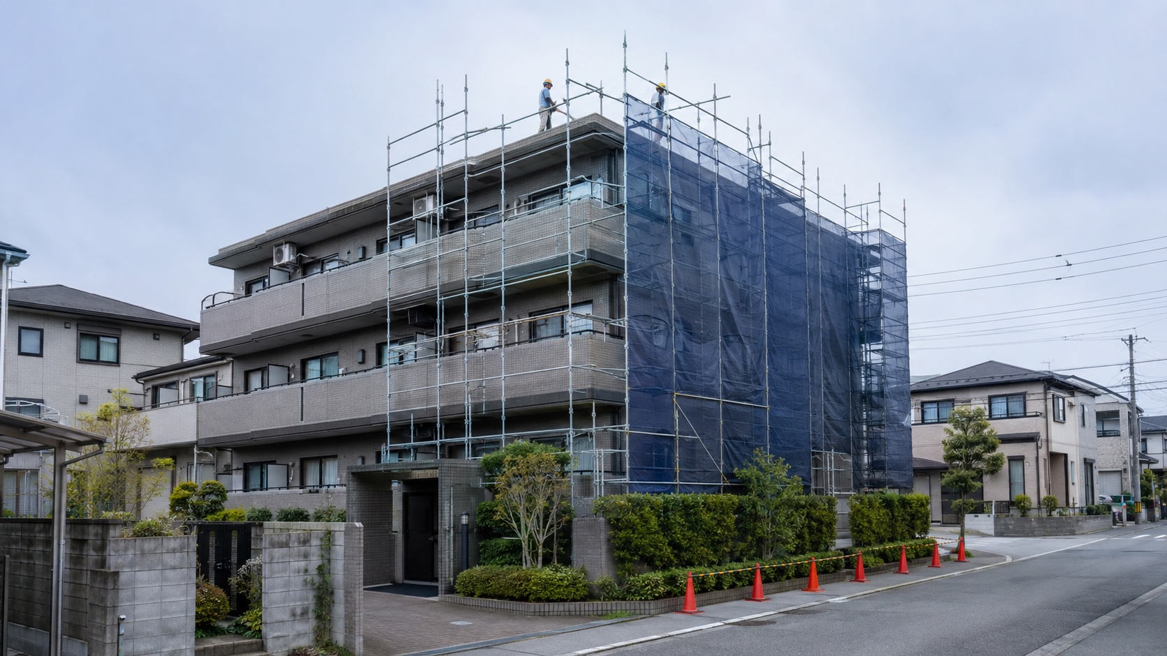 小・中規模マンションの外装修繕。施工イメージ